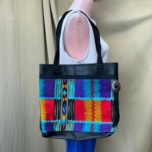 Handmade 
Native 
Colorful
Vibrant
Shoulder bag 
Faux leather 
Velcro Closure